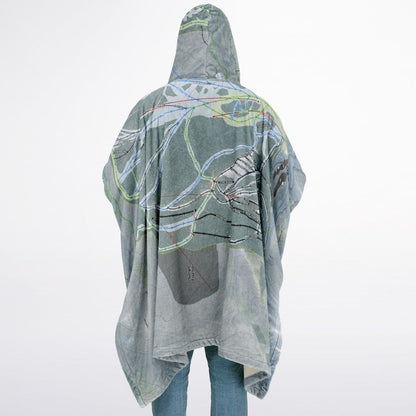 Sunlight, Colorado Ski Resort Map Flannel Blanket Poncho