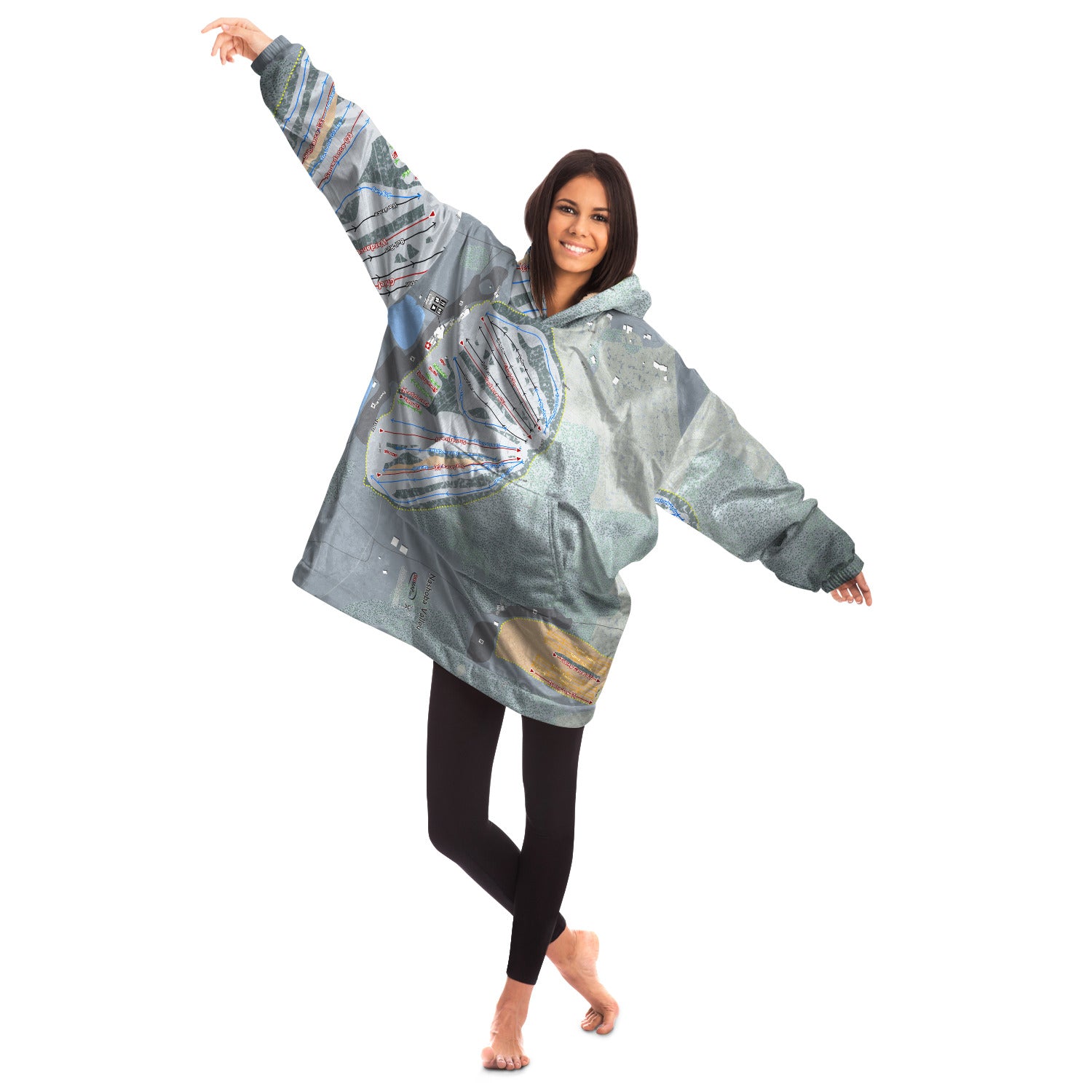 Nashoba Valley, Massachusetts Ski Trail Map Snug Hoodie