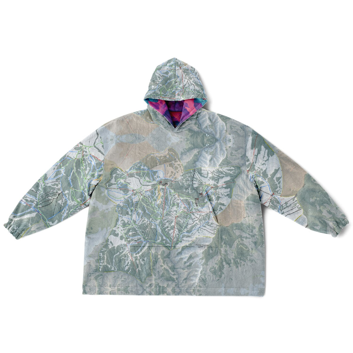 Powder Mountain, Utah Ski Resort Map Reversible Snug Hoodie