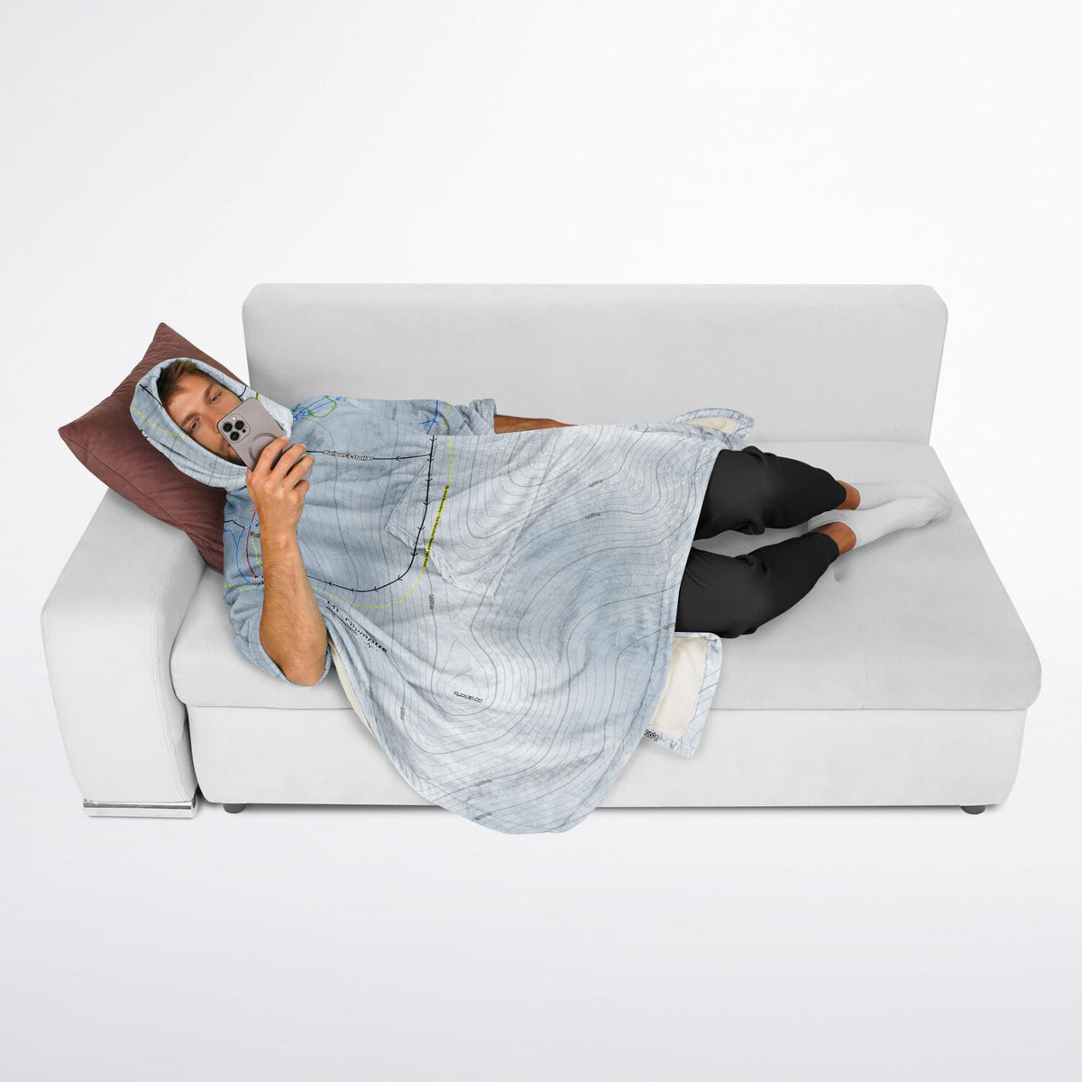 Mt Olympus, New Zealand Ski Resort Map Flannel Blanket Poncho