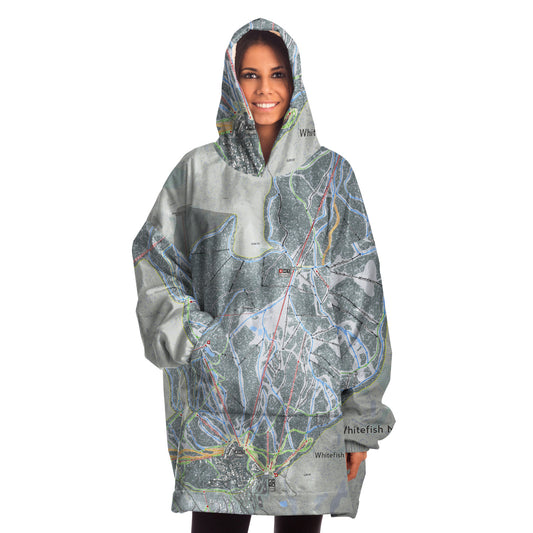 Whitefish Mountain, Montana Ski Trail Map - Snug Hoodie - Powderaddicts