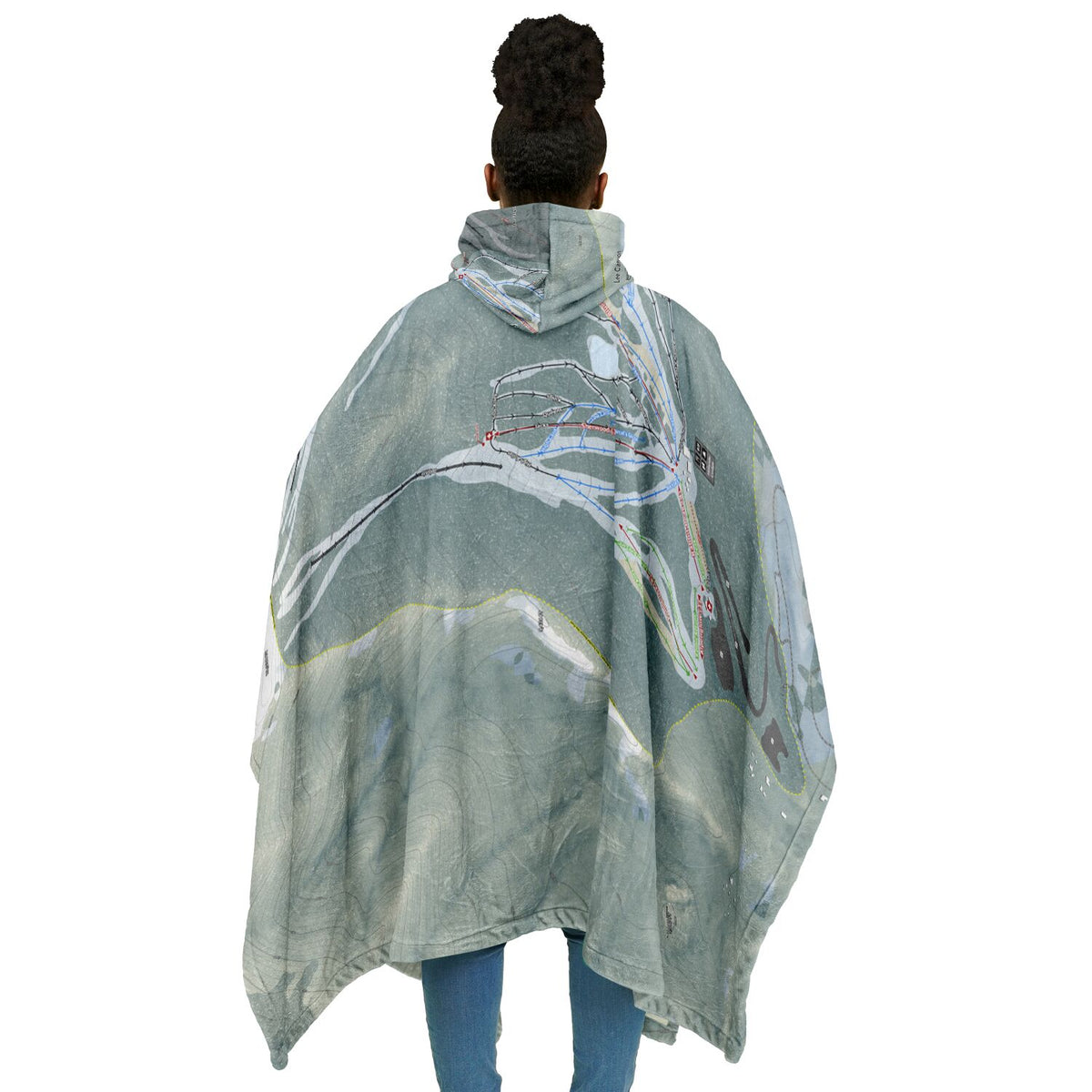 Lee Canyon, Nevada Ski Resort Map Flannel Blanket Poncho