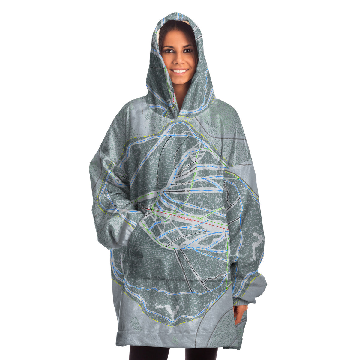 Ski Land, Alaska Ski Trail Map Snug Hoodie