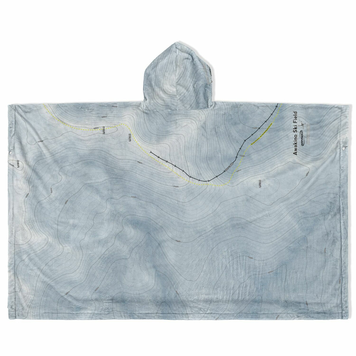 Awakino Ski Field, New Zealand Ski Resort Map Flannel Blanket Poncho