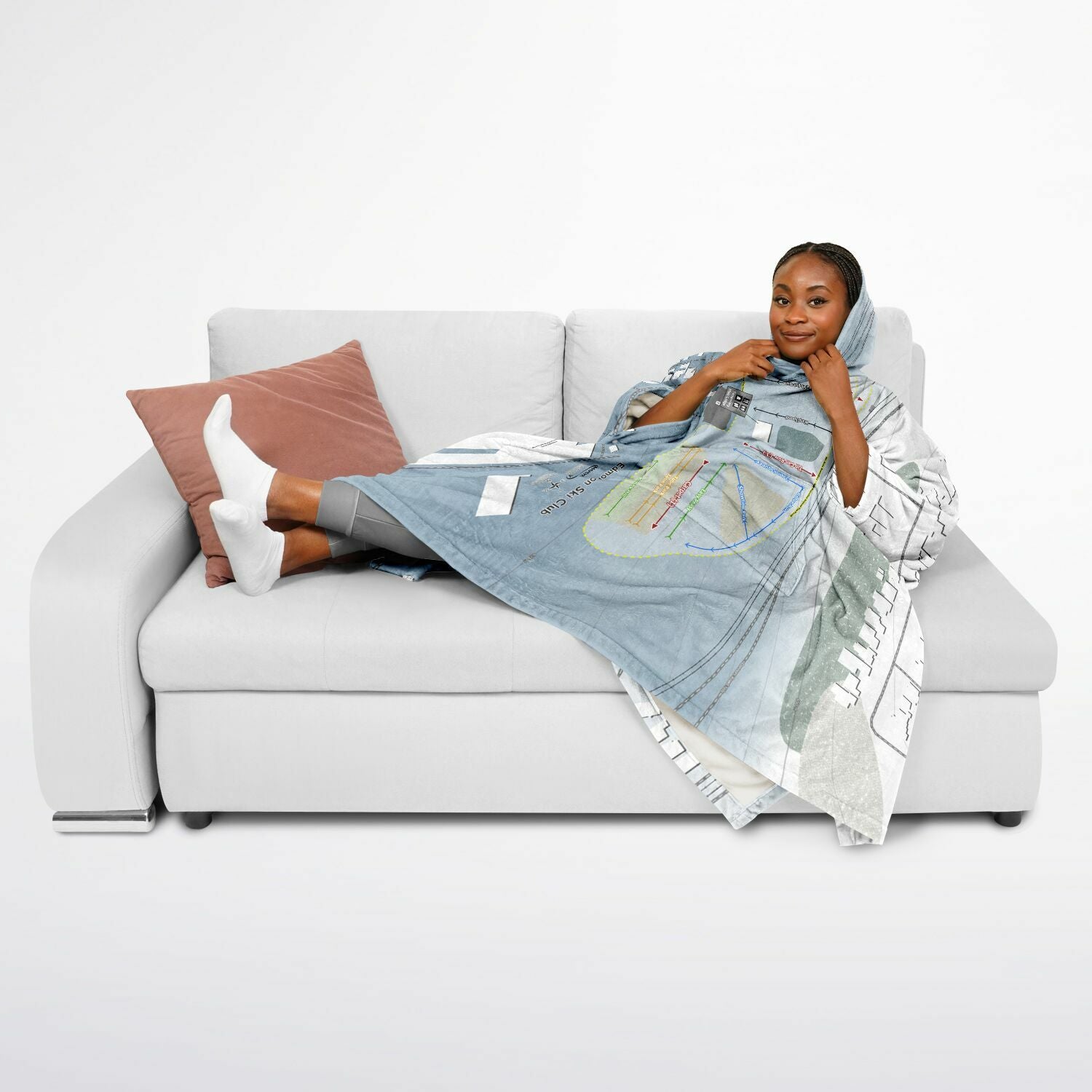 Edmonton Ski Club, Alberta Ski Resort Map Flannel Blanket Poncho