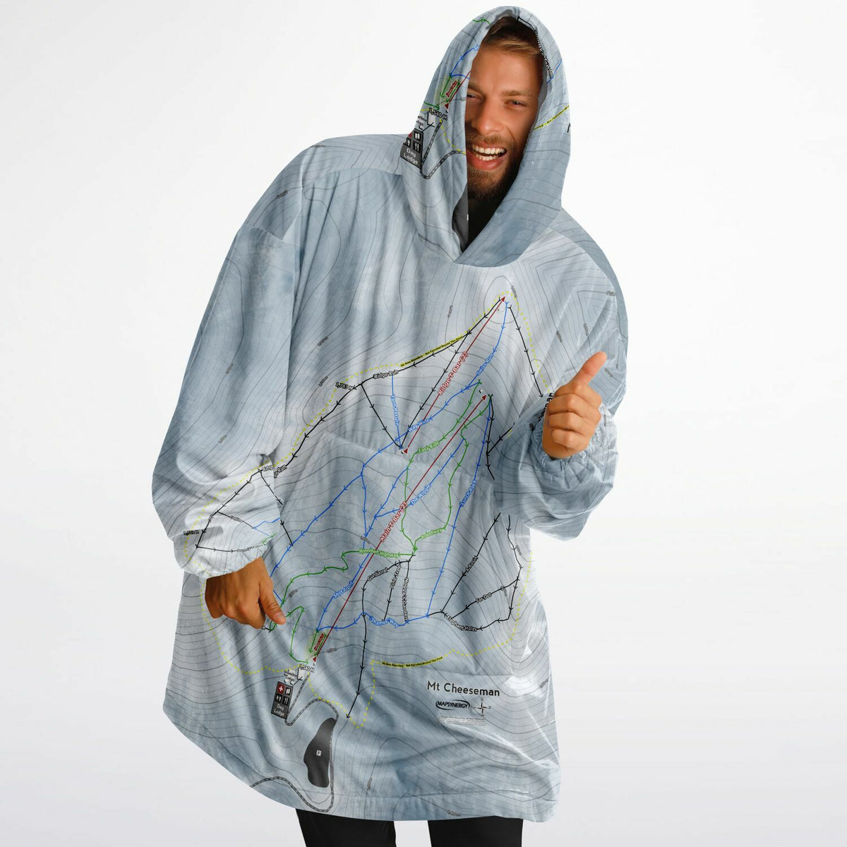 Mt Cheeseman, New Zealand Ski Trail Map - Snug Hoodie