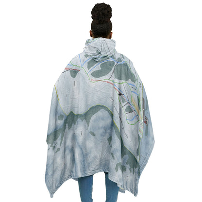 Soldier Mountain, Idaho Ski Resort Map Flannel Blanket Poncho