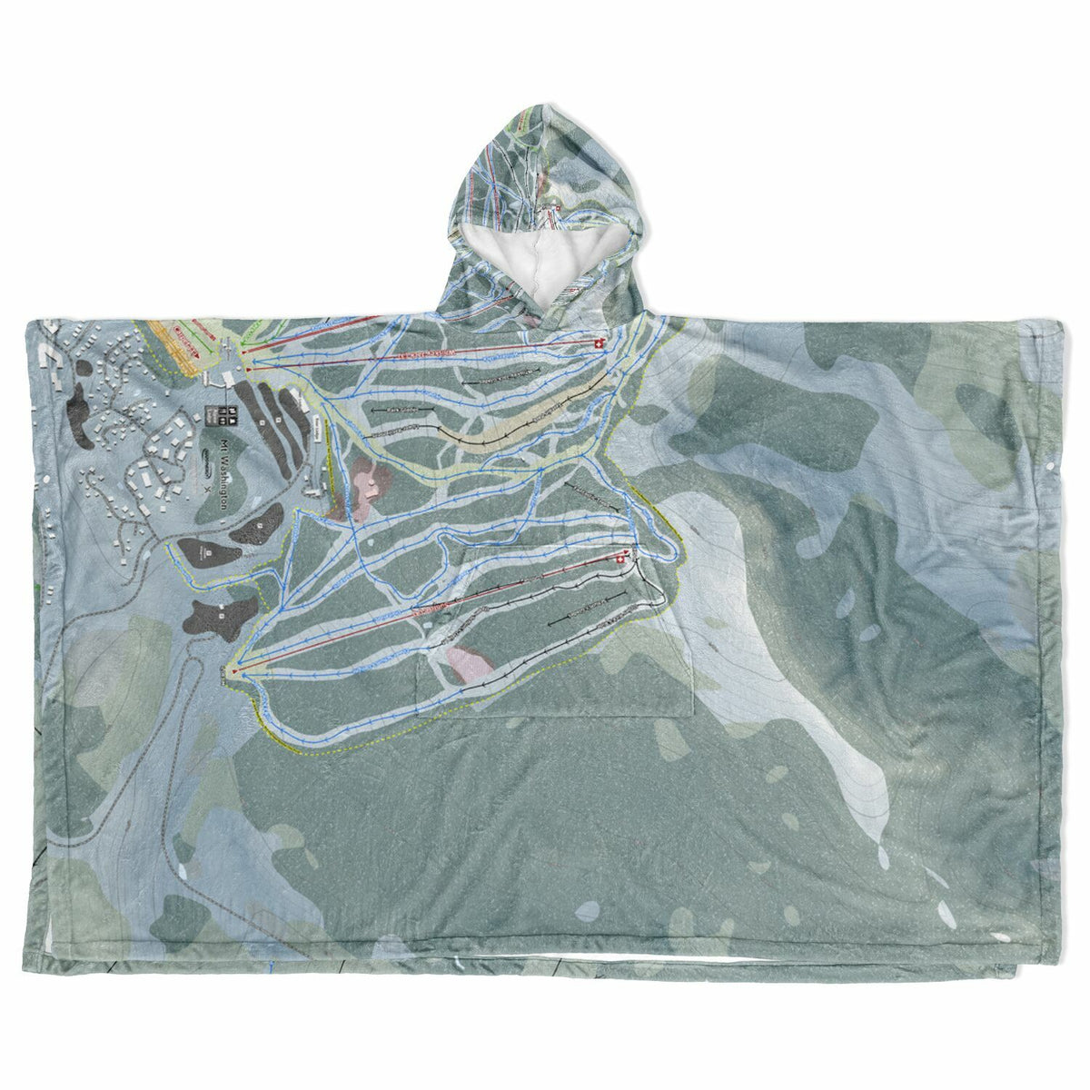 Mt Washington, British Columbia Ski Resort Map Flannel Blanket Poncho