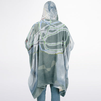 Bear Paw, Montana Ski Resort Map Flannel Blanket Poncho