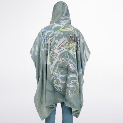 Lost Trail, Montana Ski Resort Map Flannel Blanket Poncho