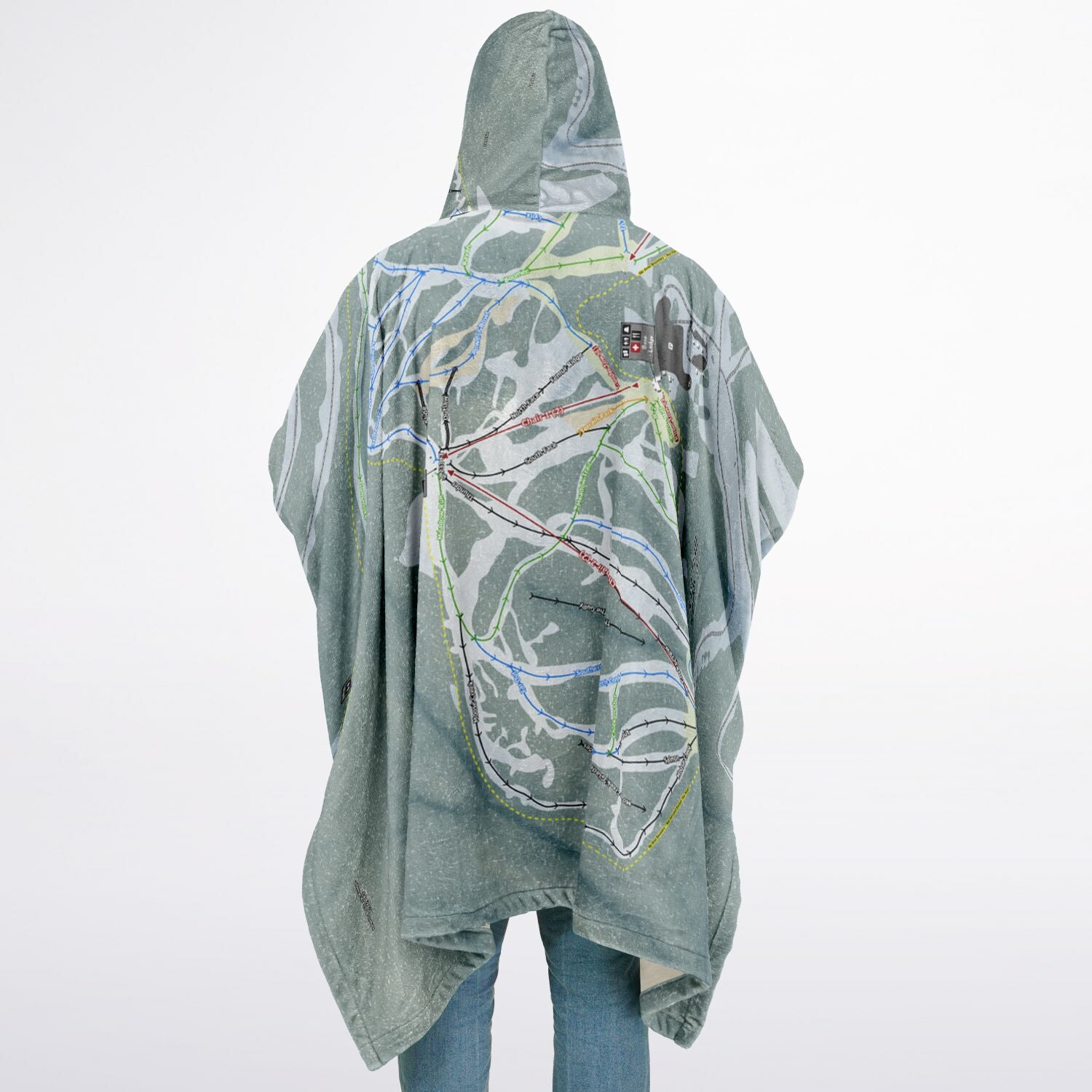 Lost Trail, Montana Ski Resort Map Flannel Blanket Poncho