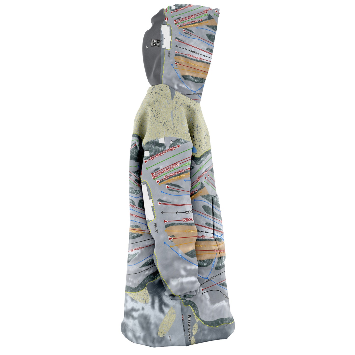 Bittersweet, Michigan Ski Trail Map Snug Hoodie
