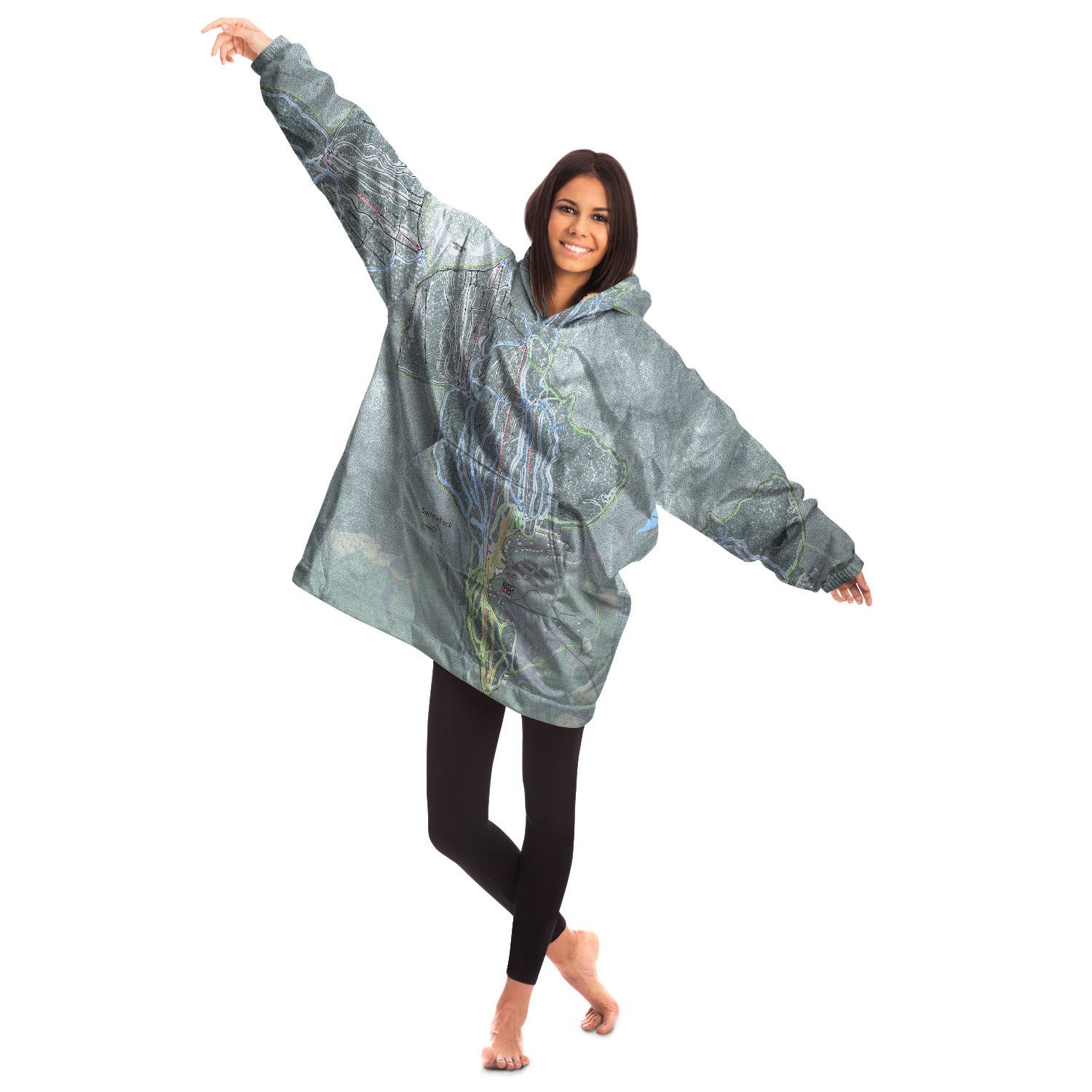 Saddleback, Maine Ski Trail Map - Snug Hoodie - Powderaddicts