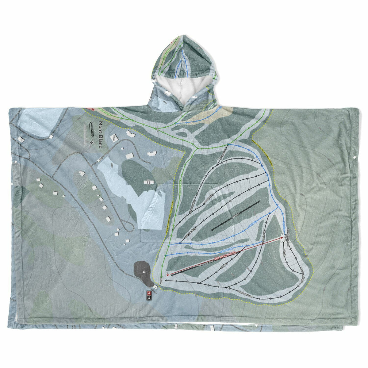 Mont Blanc, Quebec Ski Resort Map Flannel Blanket Poncho