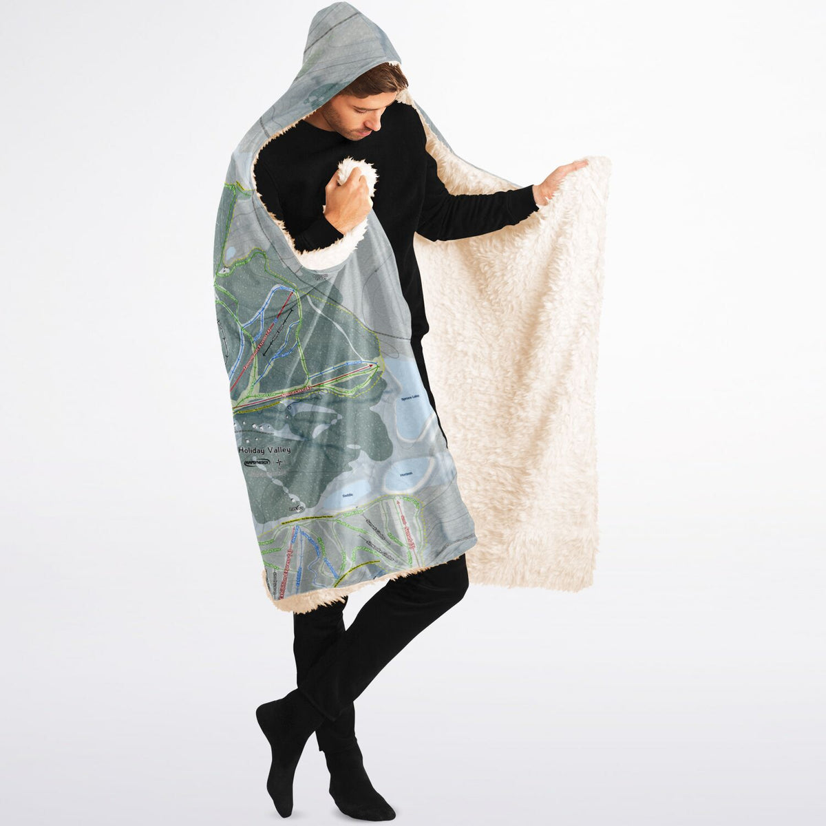 Holiday Valley, New York Ski Trail Map - Adult Hooded Blanket