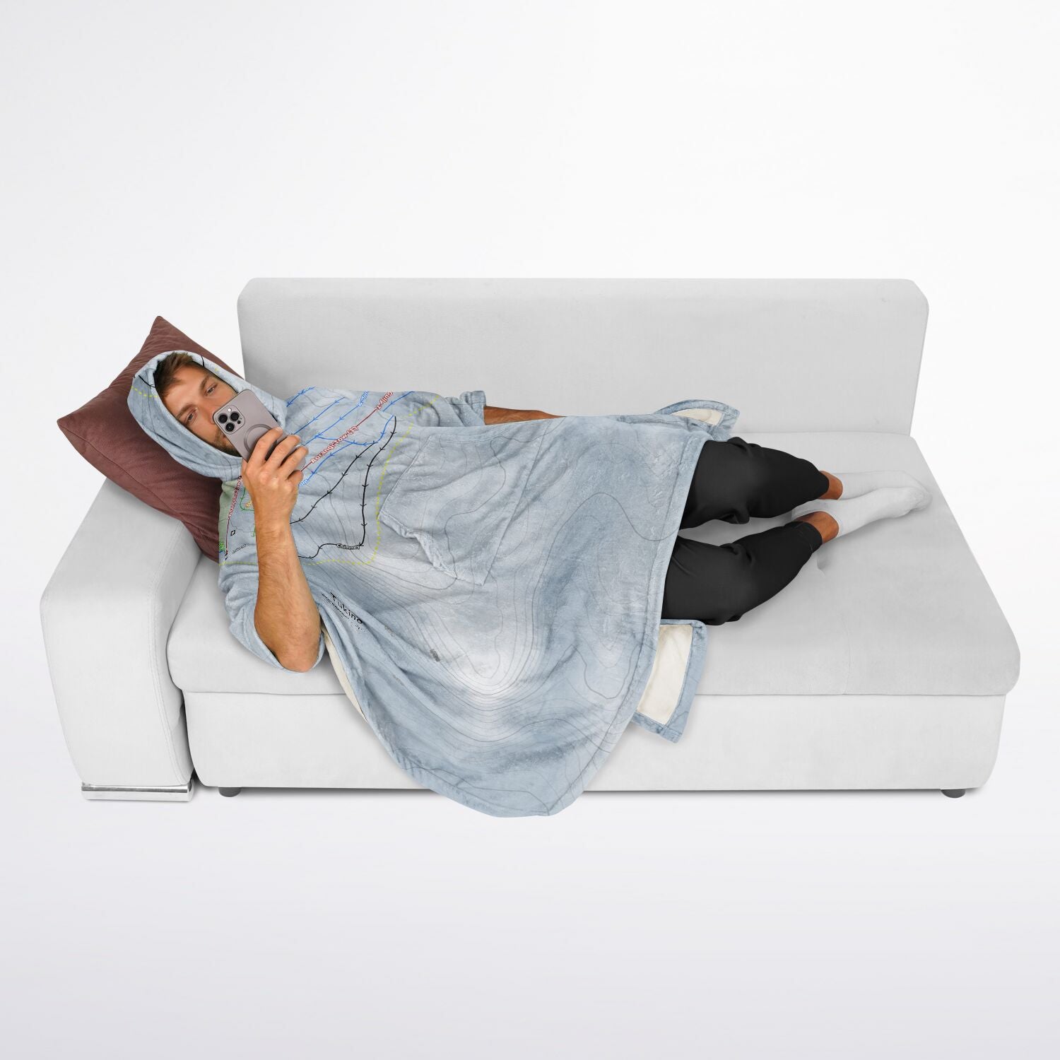 Tukino, New Zealand Ski Resort Map Flannel Blanket Poncho