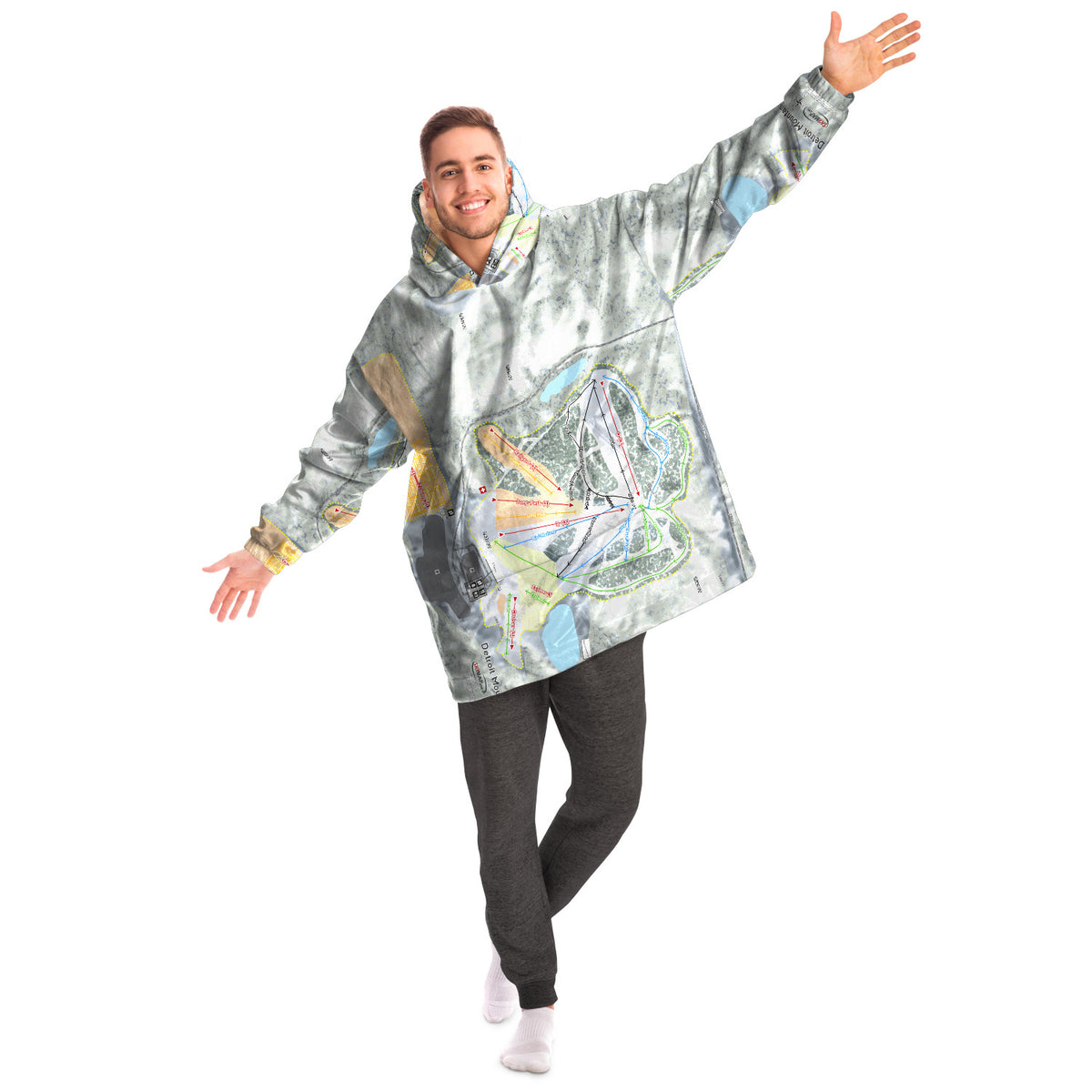 Detroit Mountain, Minnesota Ski Trail Map Snug Hoodie