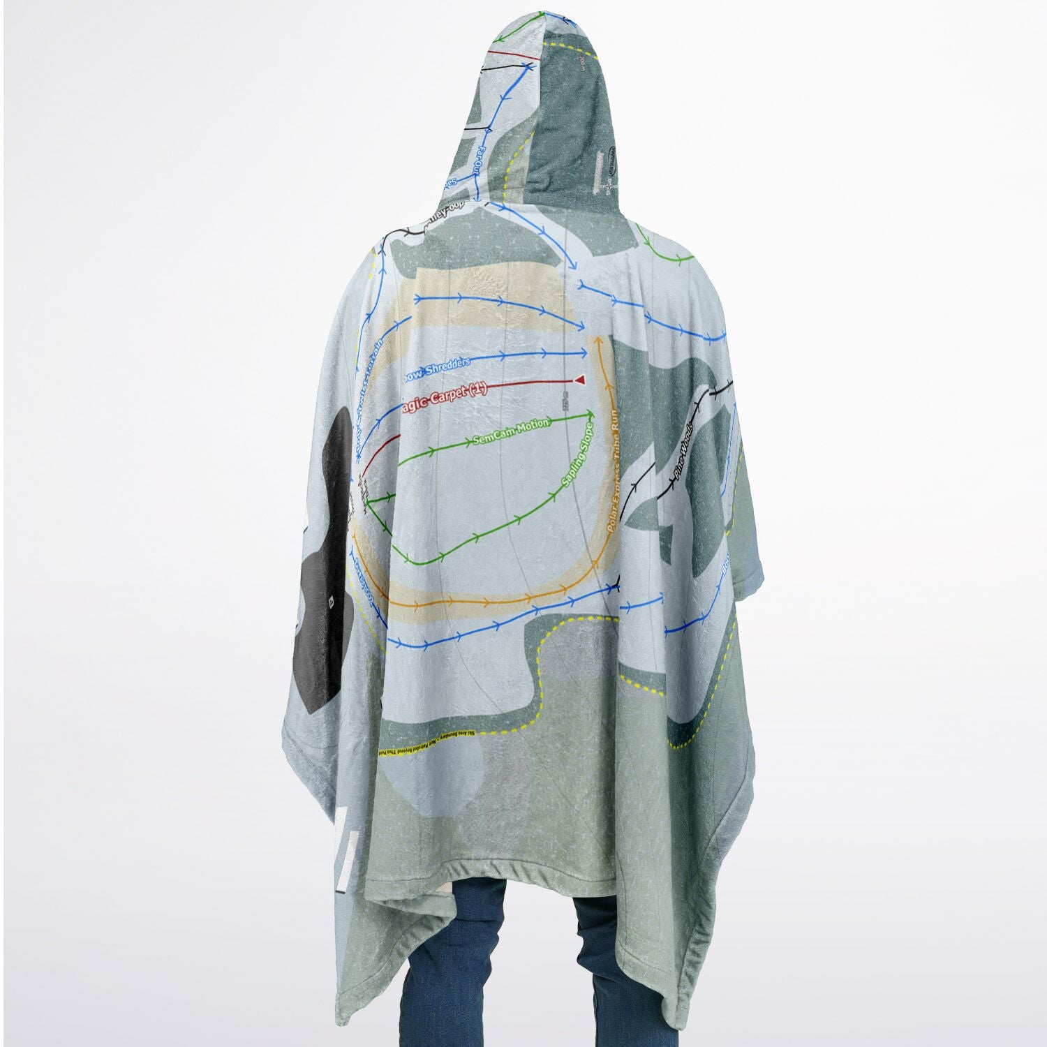 Eastlink Park, Alberta Ski Resort Map Flannel Blanket Poncho