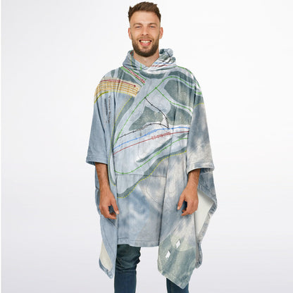 Timber Ridge, Michigan Ski Resort Map Flannel Blanket Poncho