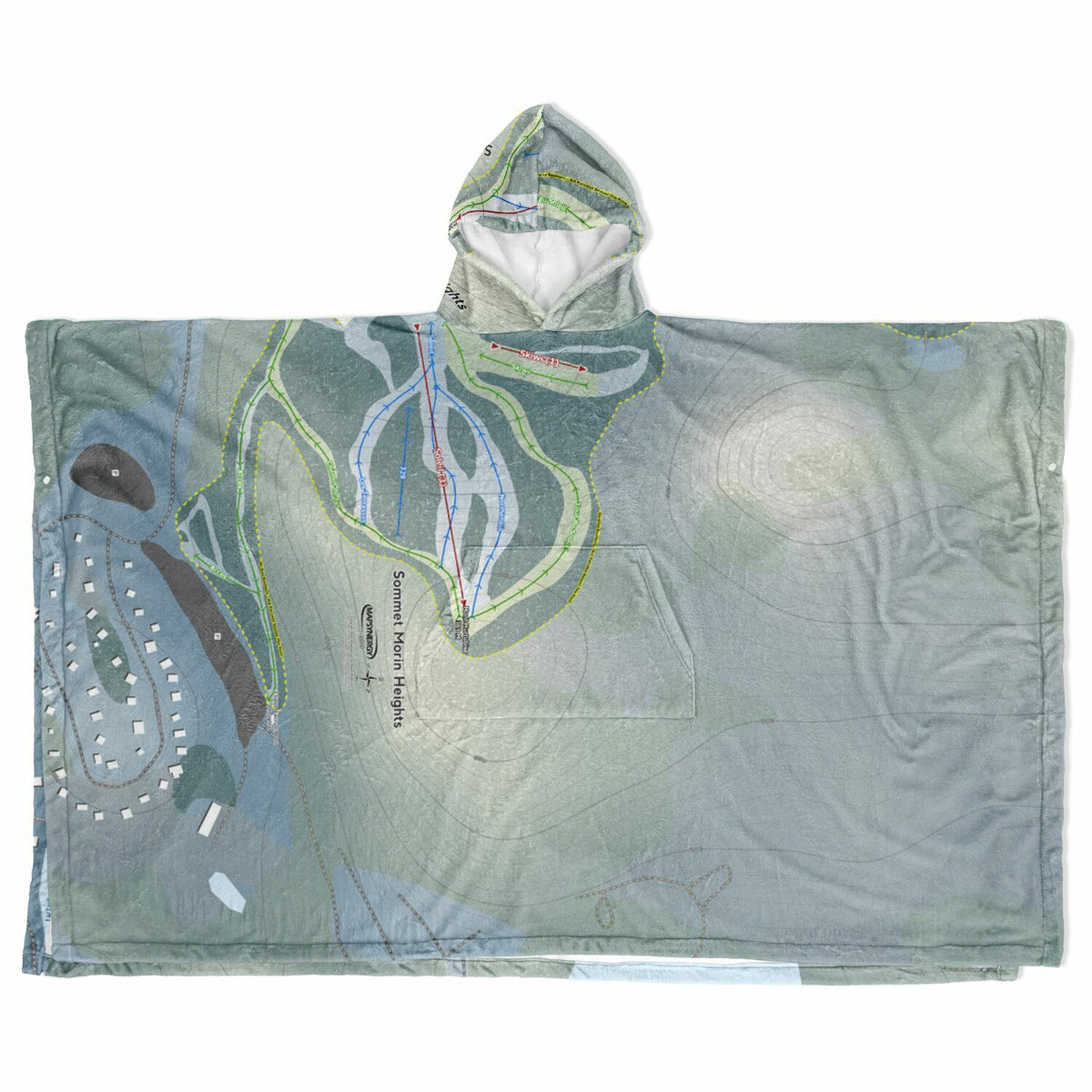 Sommet Morin Heights, Quebec Ski Resort Map Flannel Blanket Poncho