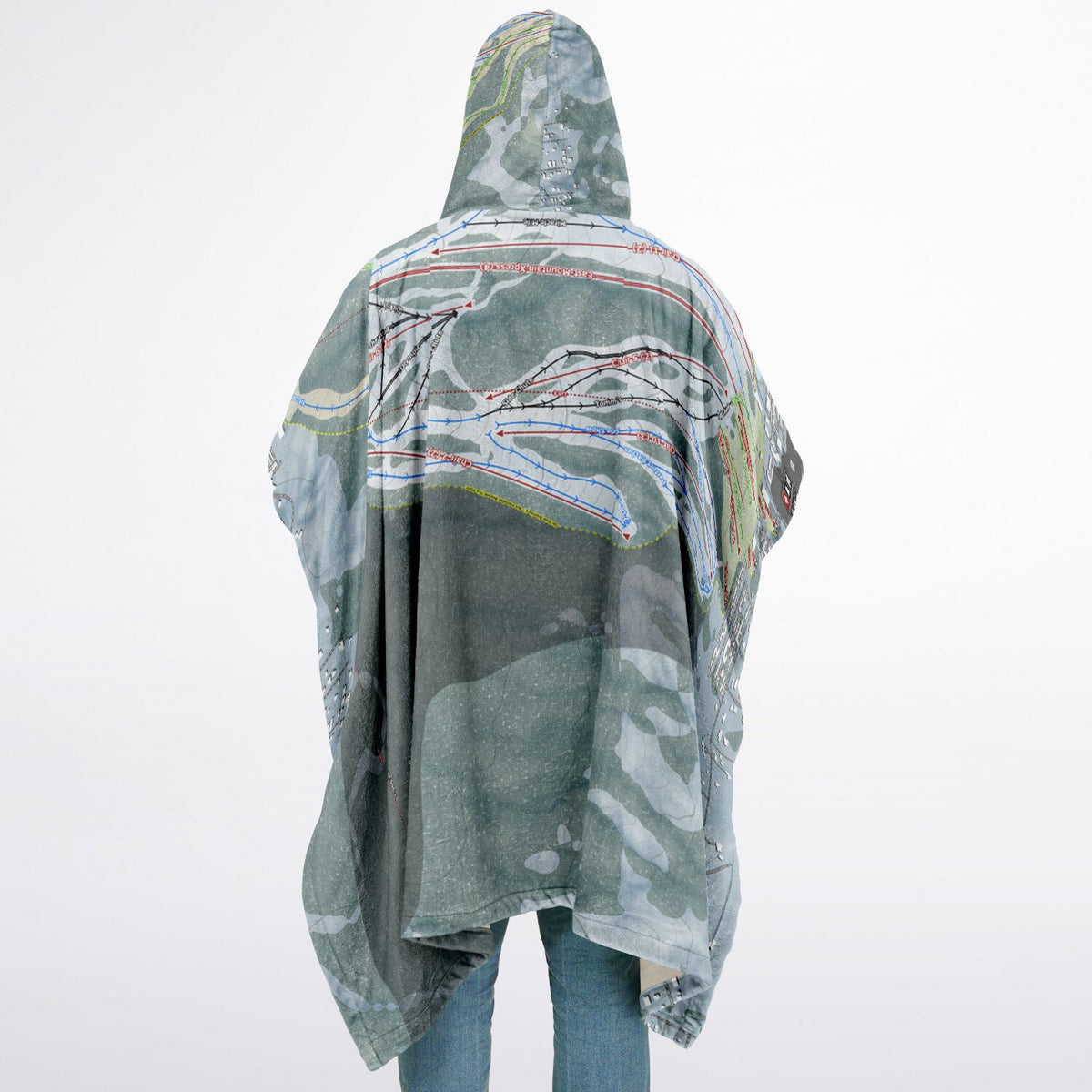 Snow Summit, California Ski Resort Map Flannel Blanket Poncho