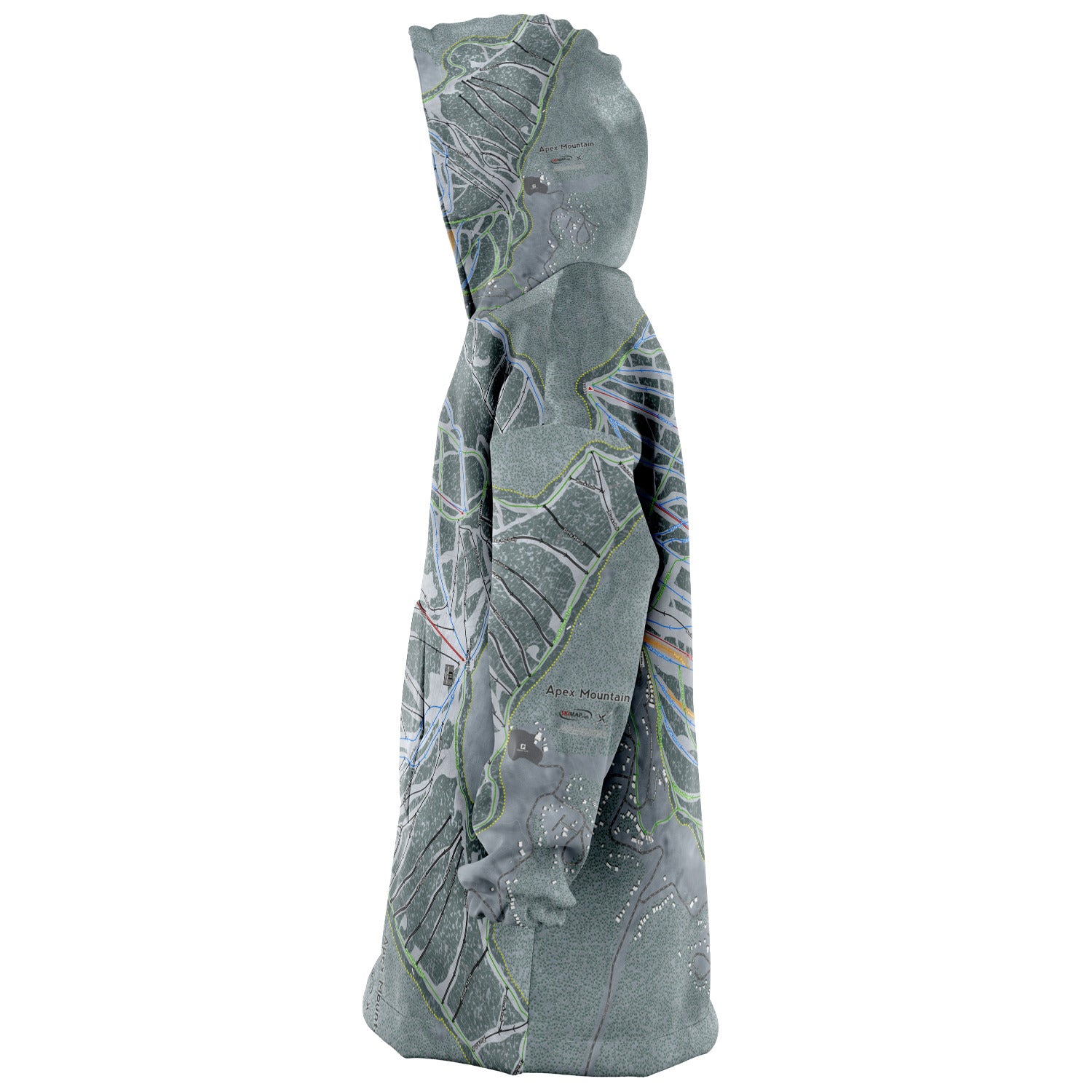 Apex Mountain, British Columbia Ski Trail Map Snug Hoodie