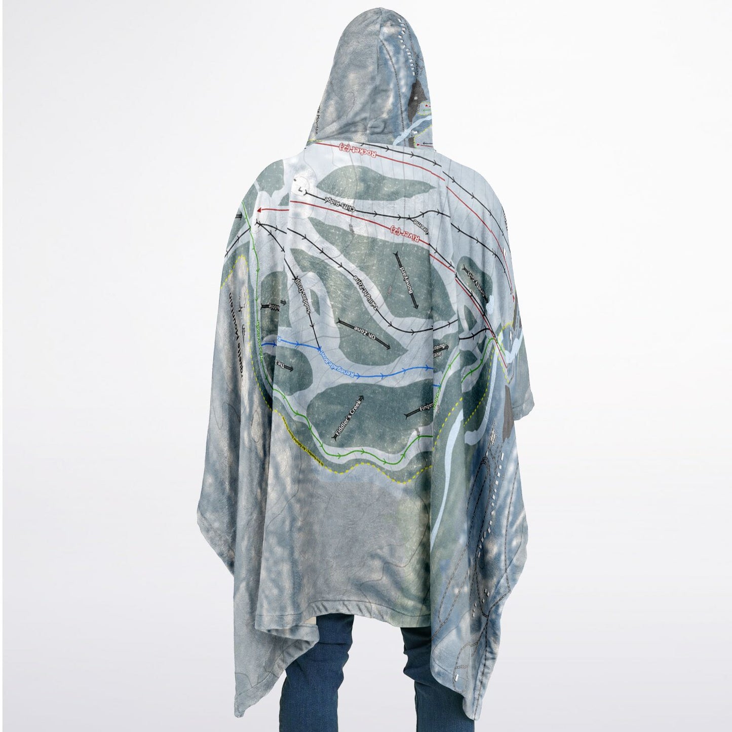 Mont Ripley, Michigan Ski Resort Map Flannel Blanket Poncho