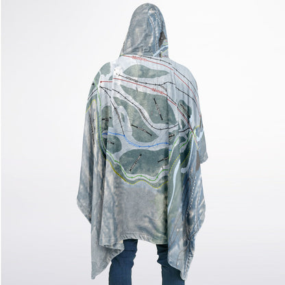 Mont Ripley, Michigan Ski Resort Map Flannel Blanket Poncho
