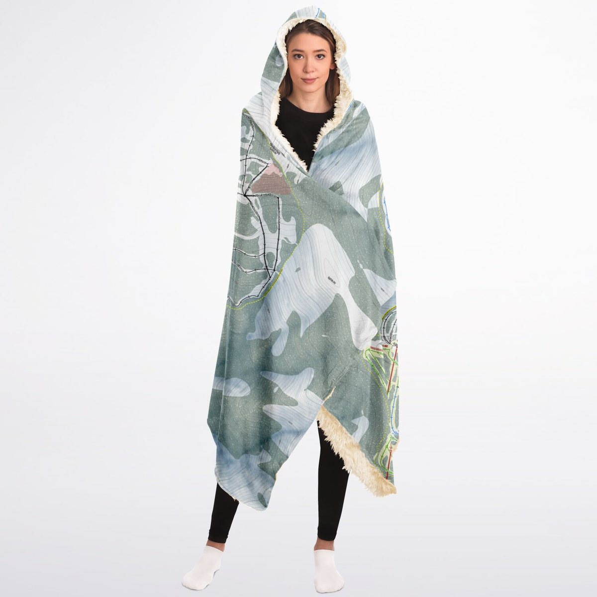 Silver Mountain, Idaho Ski Trail Map - Adult Hooded Blanket