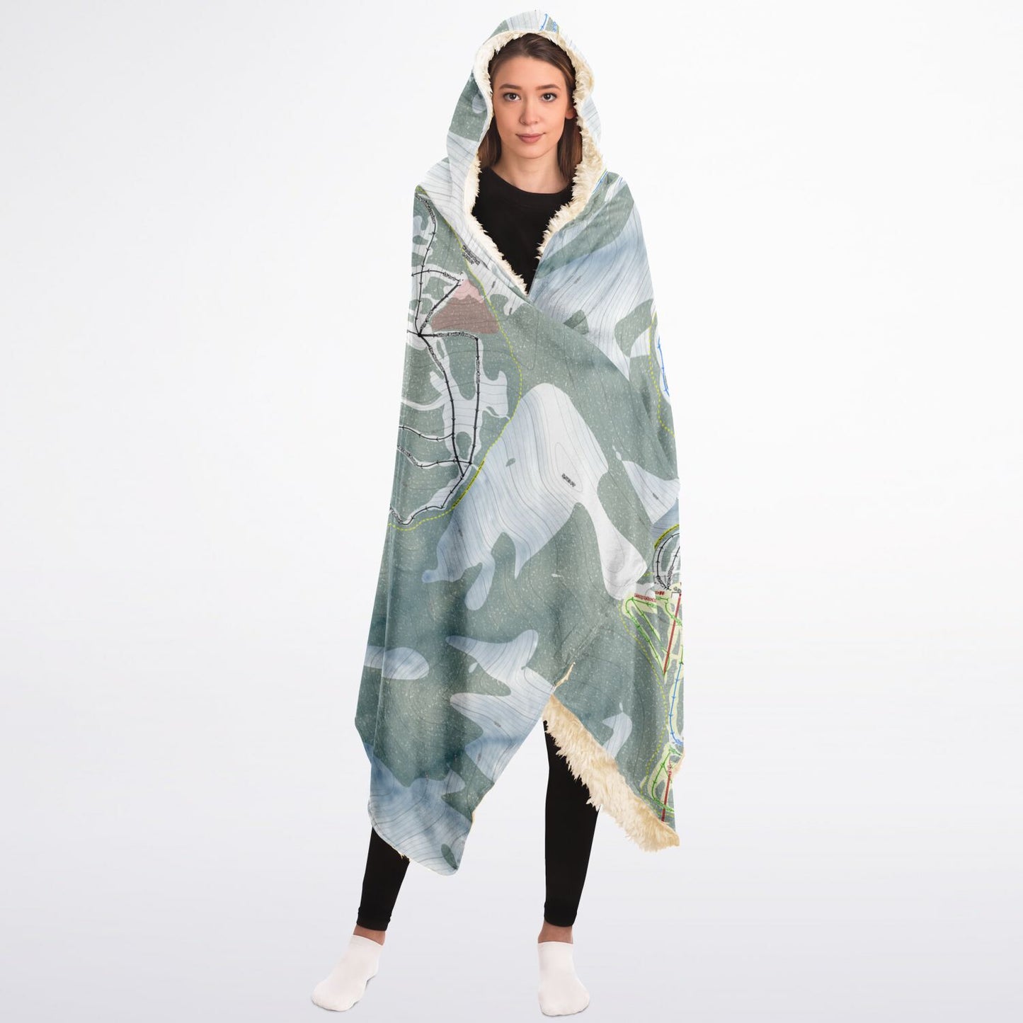 Silver Mountain, Idaho Ski Trail Map - Adult Hooded Blanket