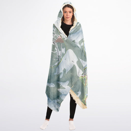Silver Mountain, Idaho Ski Trail Map - Adult Hooded Blanket
