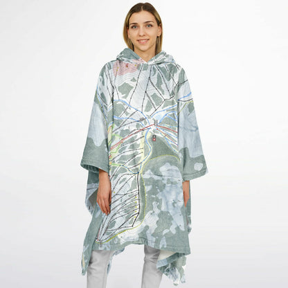 Bear Valley Mountain, California Ski Resort Map Flannel Blanket Poncho