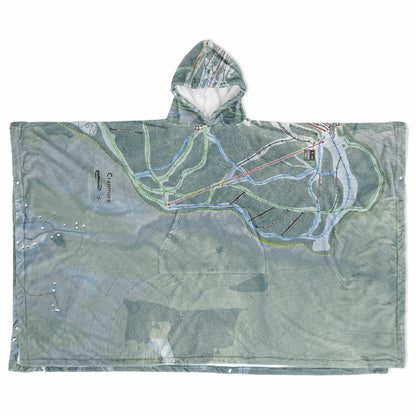 Cranmore Mountain, New Hampshire Ski Resort Map Flannel Blanket Poncho