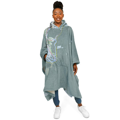 Mt Seymour, British Columbia Ski Resort Map Flannel Blanket Poncho