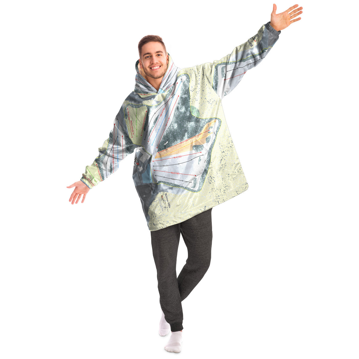 Boston Mills, Ohio Ski Trail Map - Snug Hoodie