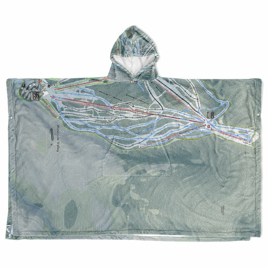 Waterville Valley, New Hampshire Ski Resort Map Flannel Blanket Poncho