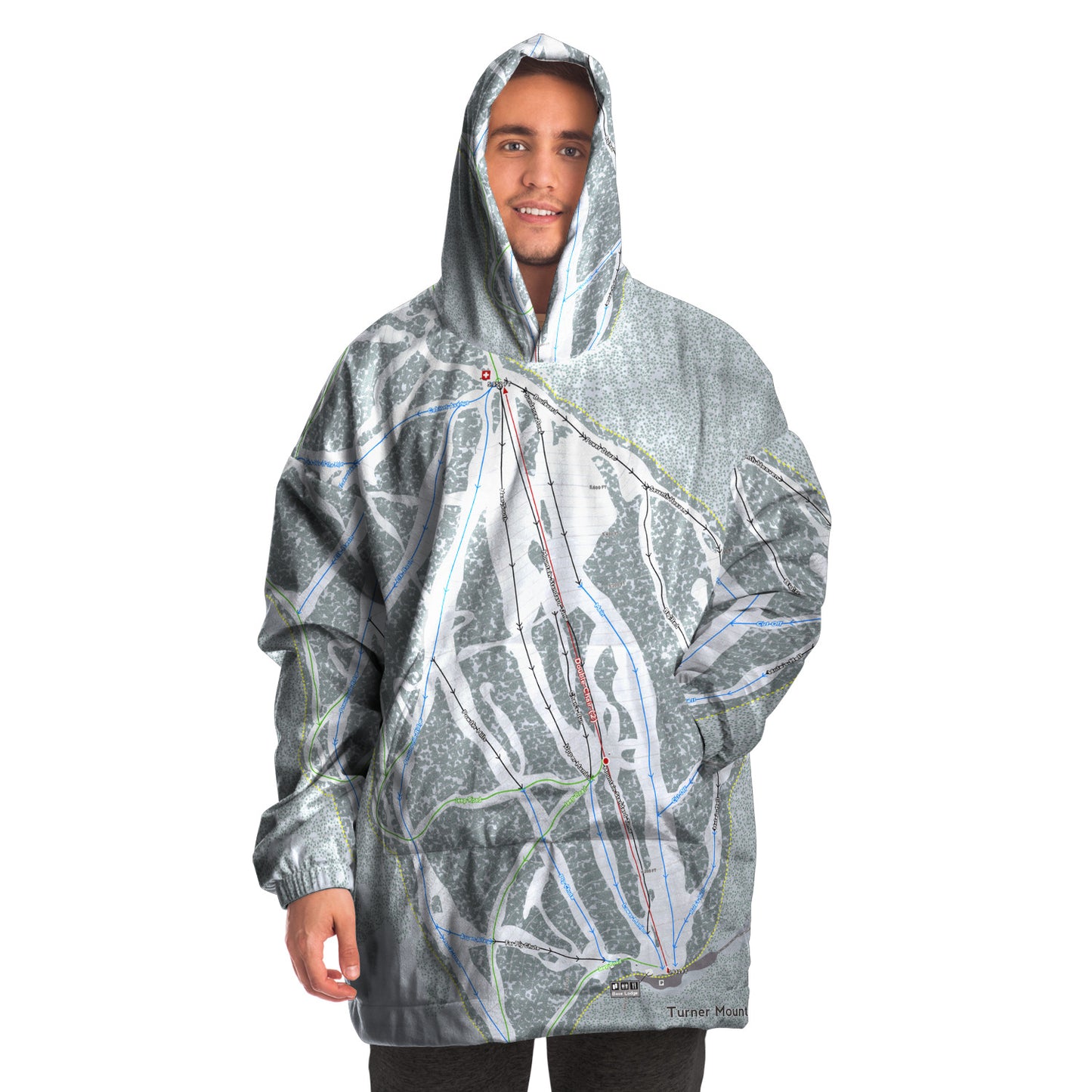 Turner Mountain, Montana Ski Trail Map Snug Hoodie