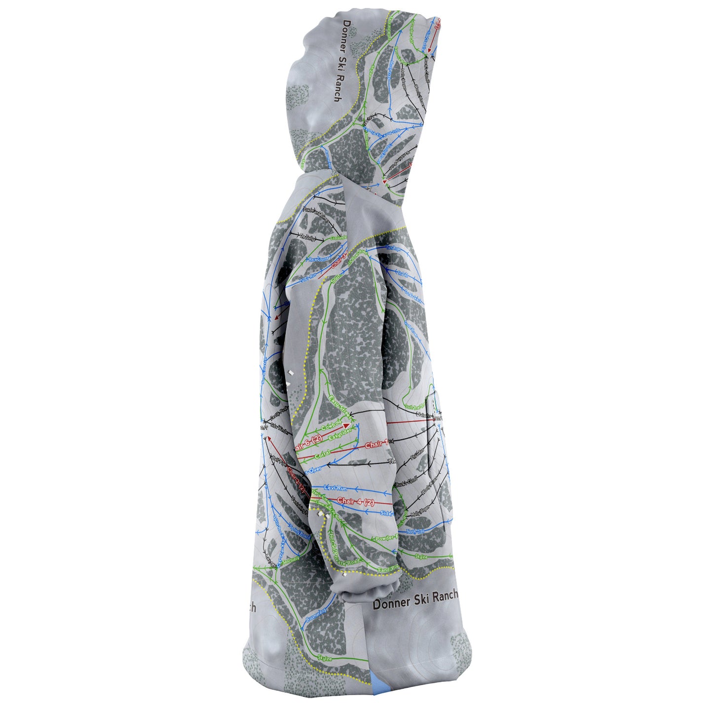 Donner Ski Ranch, California Ski Trail Map - Snug Hoodie - Powderaddicts