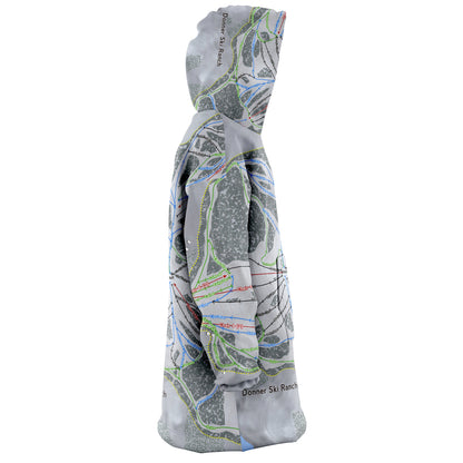 Donner Ski Ranch, California Ski Trail Map - Snug Hoodie - Powderaddicts