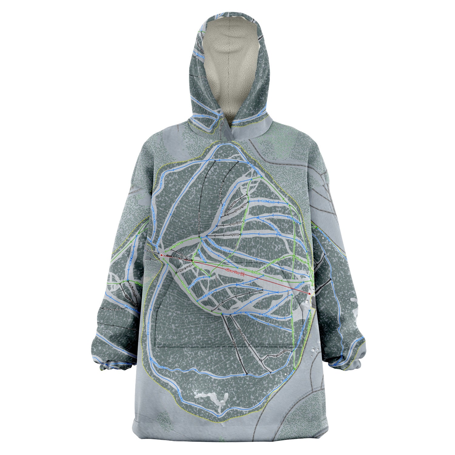 Ski Land, Alaska Ski Trail Map Snug Hoodie