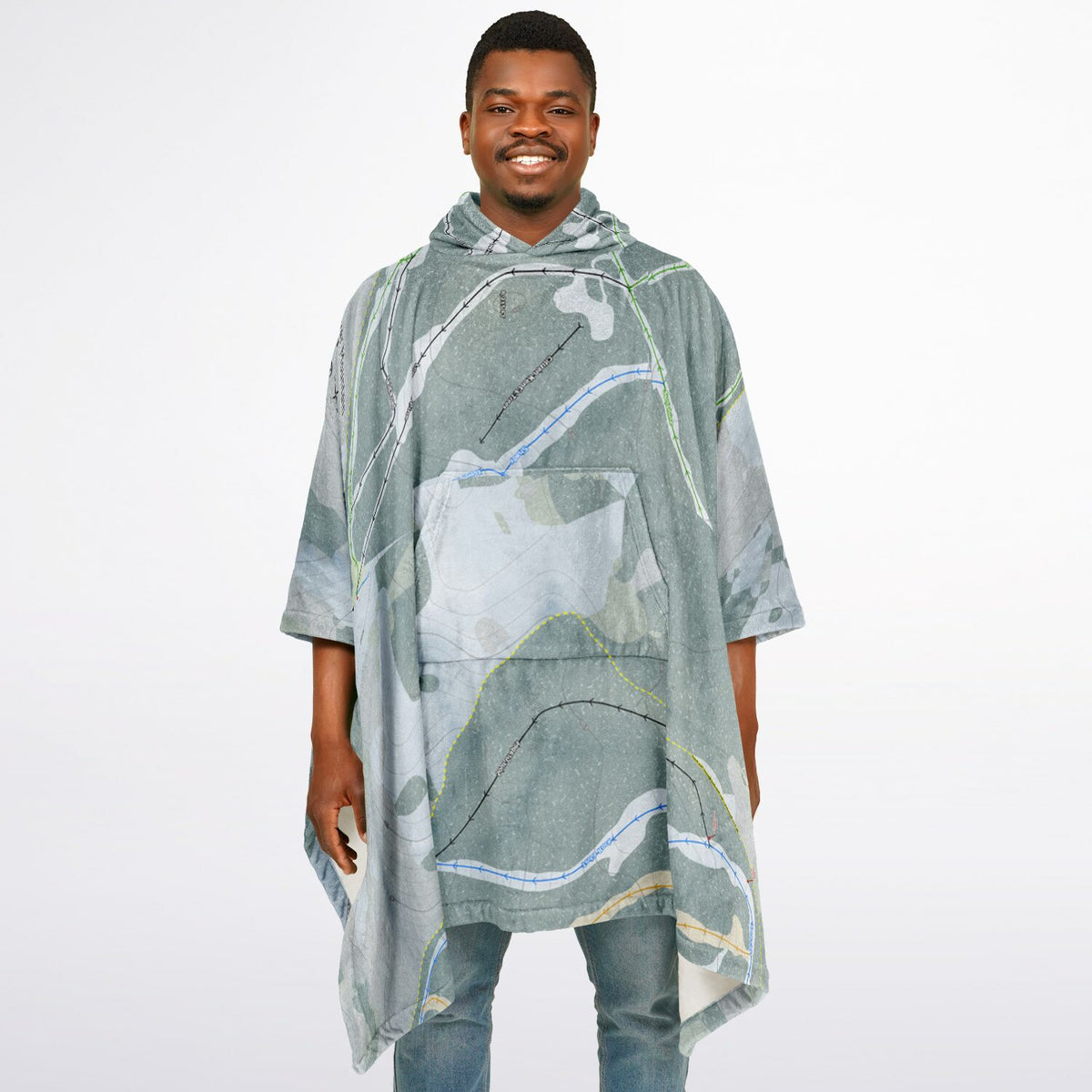 Beaver Mountain, Utah Ski Resort Map Flannel Blanket Poncho