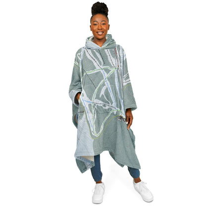 Turner Mountain, Montana Ski Resort Map Flannel Blanket Poncho