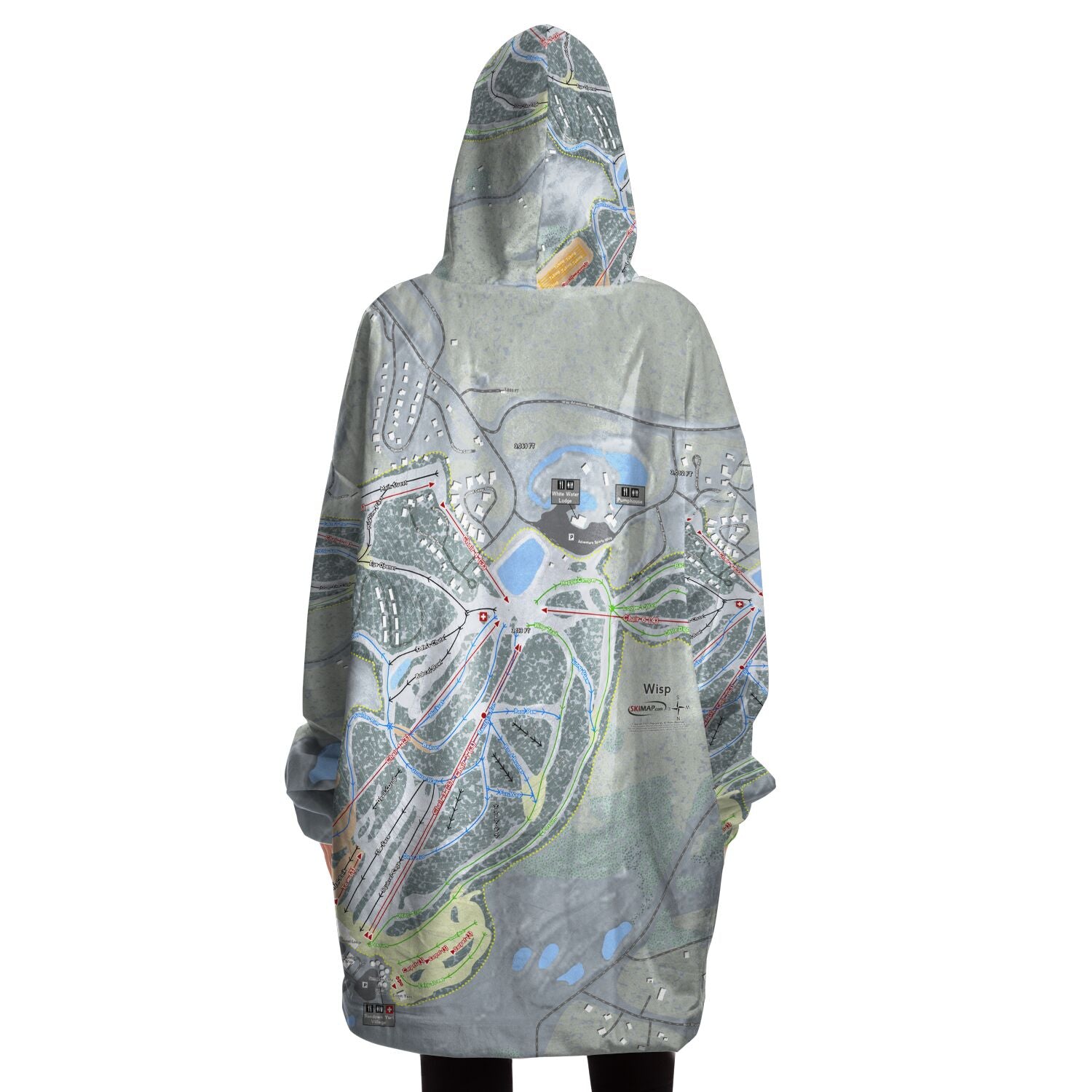 Wisp, Maryland Ski Trail Map - Snug Hoodie - Powderaddicts