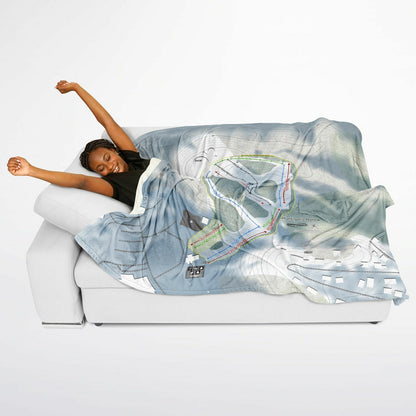 Mulligans Hollow, Michigan Ski Resort Map Flannel Blanket Poncho
