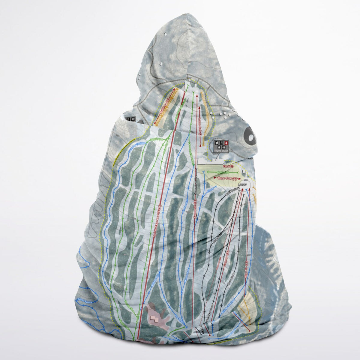 Spirit Mountain, Minnesota Ski Trail Map - Youth Hooded Blanket