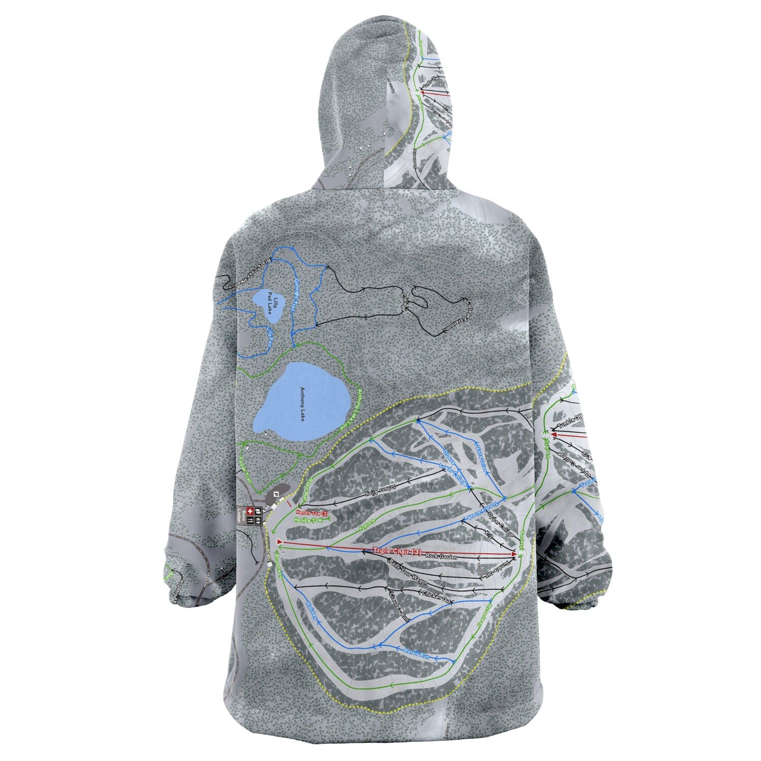 Anthony Lakes, Oregon Ski Trail Map - Snug Hoodie