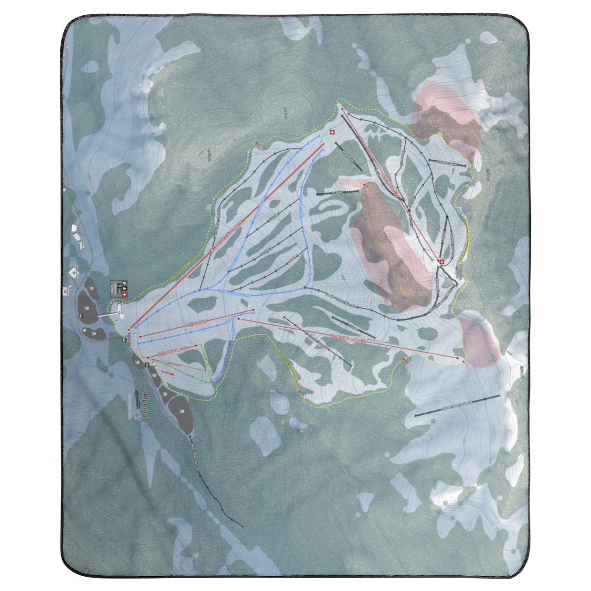 Alpental, Washington Ski Resort Map Concert Blanket