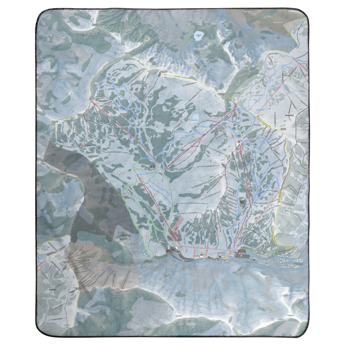 Alta, Utah Ski Resort Map Concert Blanket