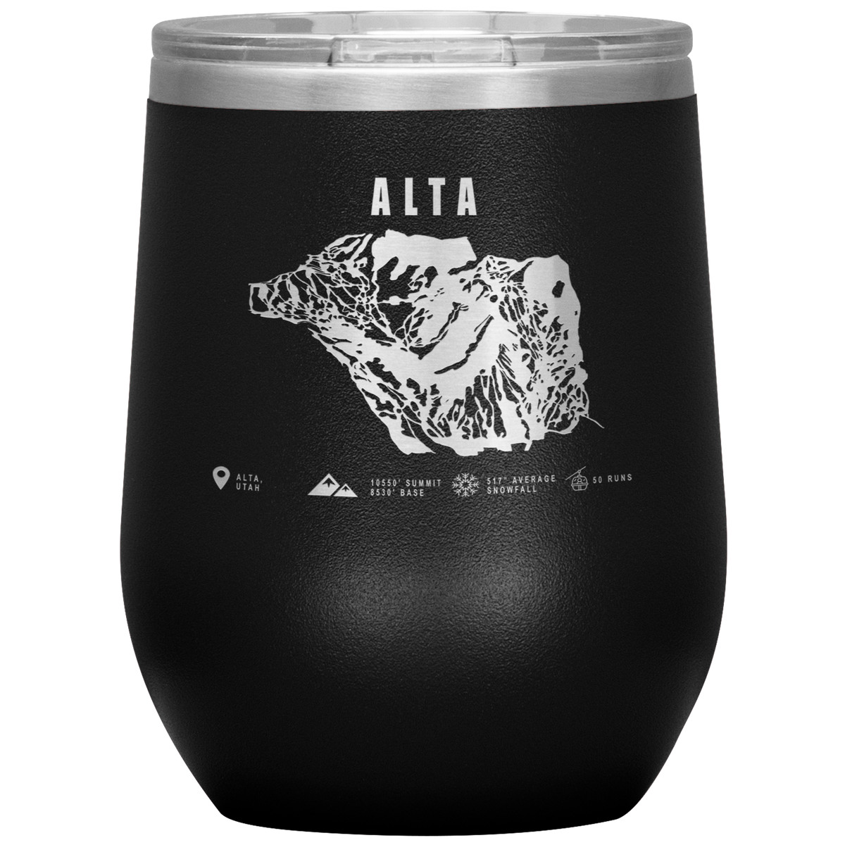 Alta, Utah Ski Trail Map Wine 12oz Tumbler