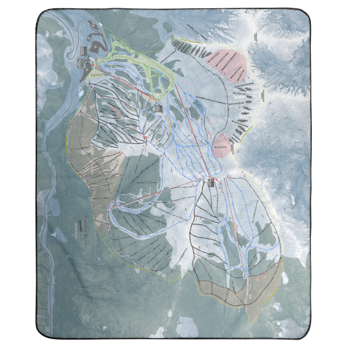 Arapahoe Basin, Colorado Ski Resort Map Concert Blanket